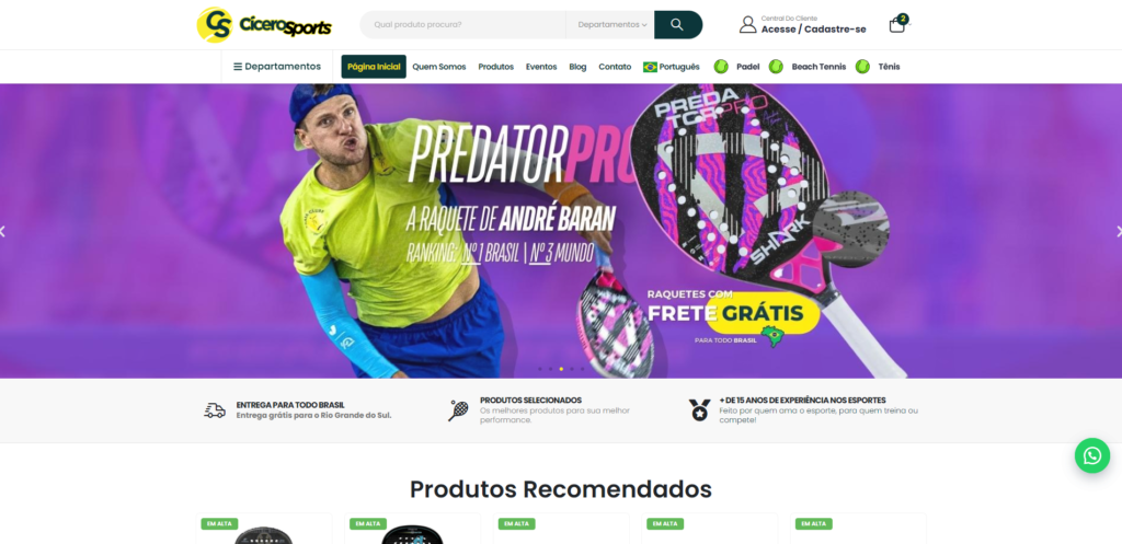 Equipamentos para Padel Beach Tennis e Tennis Loja CSports ()